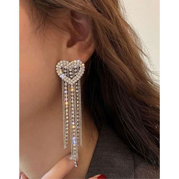 Gold Heart Bling Earrings - Picture 2 of 3